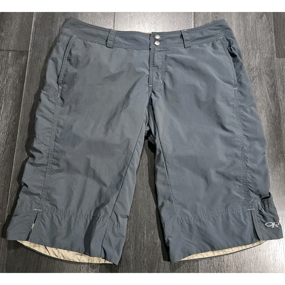 Outdoor Research Solitaire Shorts Women M Blue Nylon Hiking Trekking Bermuda 14"